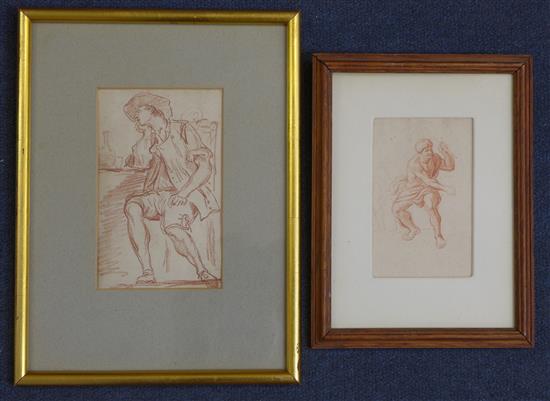 18th century French School Study of a seated man, 4.75 x 3in.